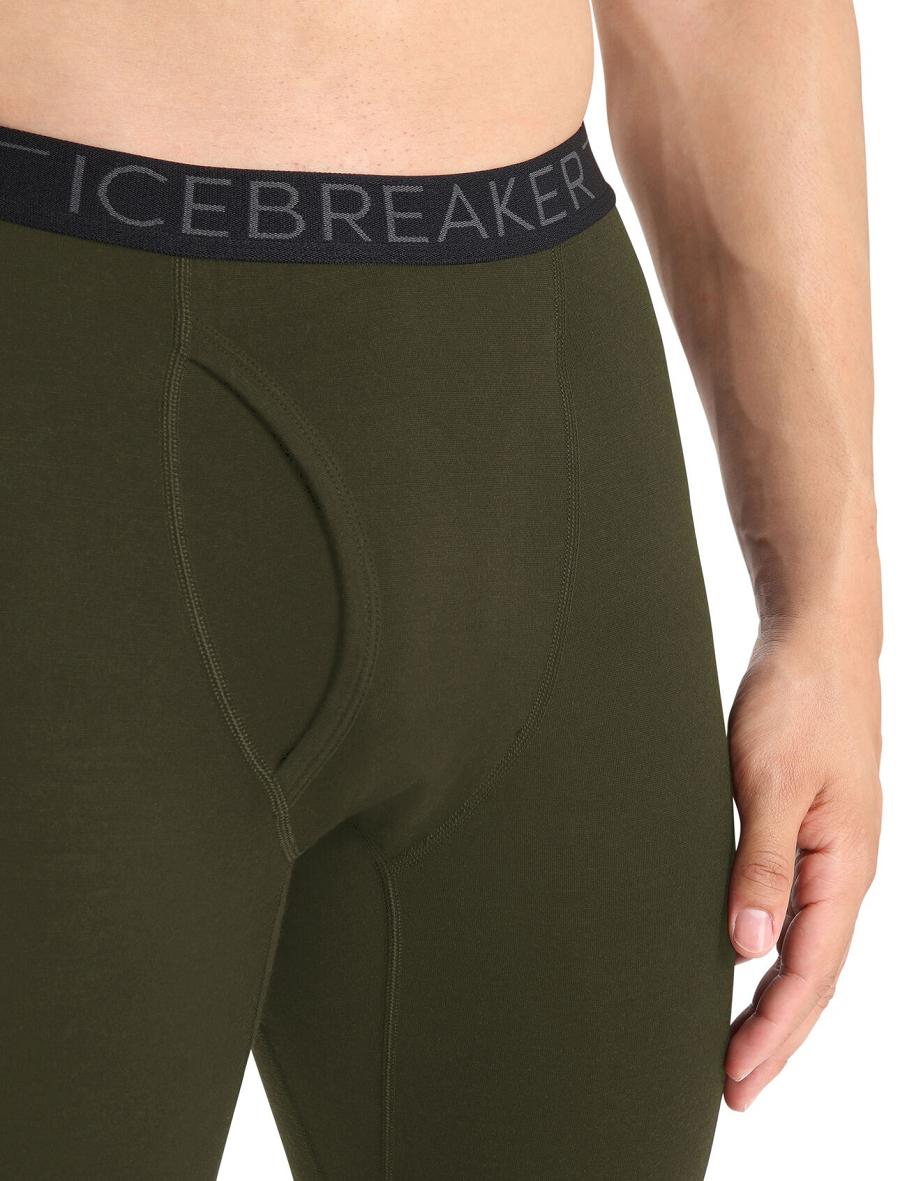 Leggings Icebreaker Merino 200 Oasis with Fly Homme Vert Olive | FR 1131EBCX